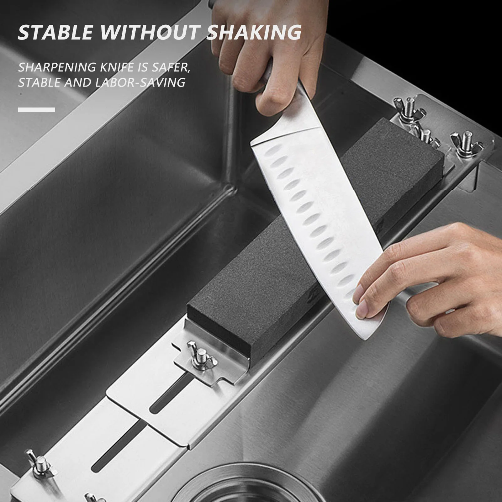 1pc Whetstone Holder Adjustable 304 Stainless Steel Sharpening Stone Stand for Kitchen Sink Professional Chef Tools Durable