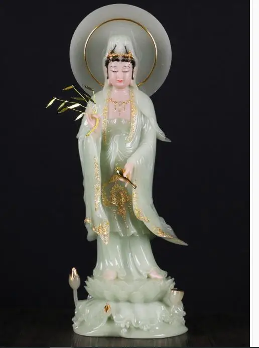 52CM large Buddhism TOP figure jade Goddess Guan yin GOD Avalokitesvara buddha Asia HOME Prosperity FENG SHUI statue