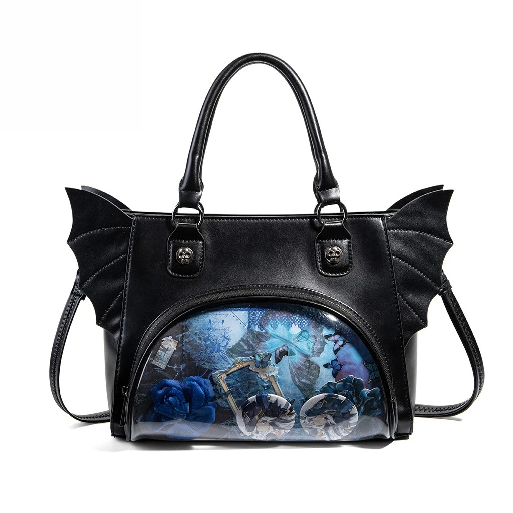 Gothic Lady Lolita Hand Pain Bag Punk Dark Three-dimensional Decorative Large-capacity Tote Bag Cosplay Messenger Bag Daily Use