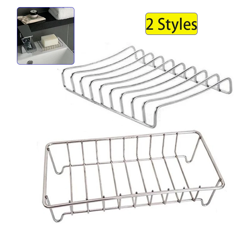 

Stainless Steel Soap Dish Holder Drain Tray Container Bathroom Sink Ganizer Tray Kitchen Counter Storage Rack For Soap Holder