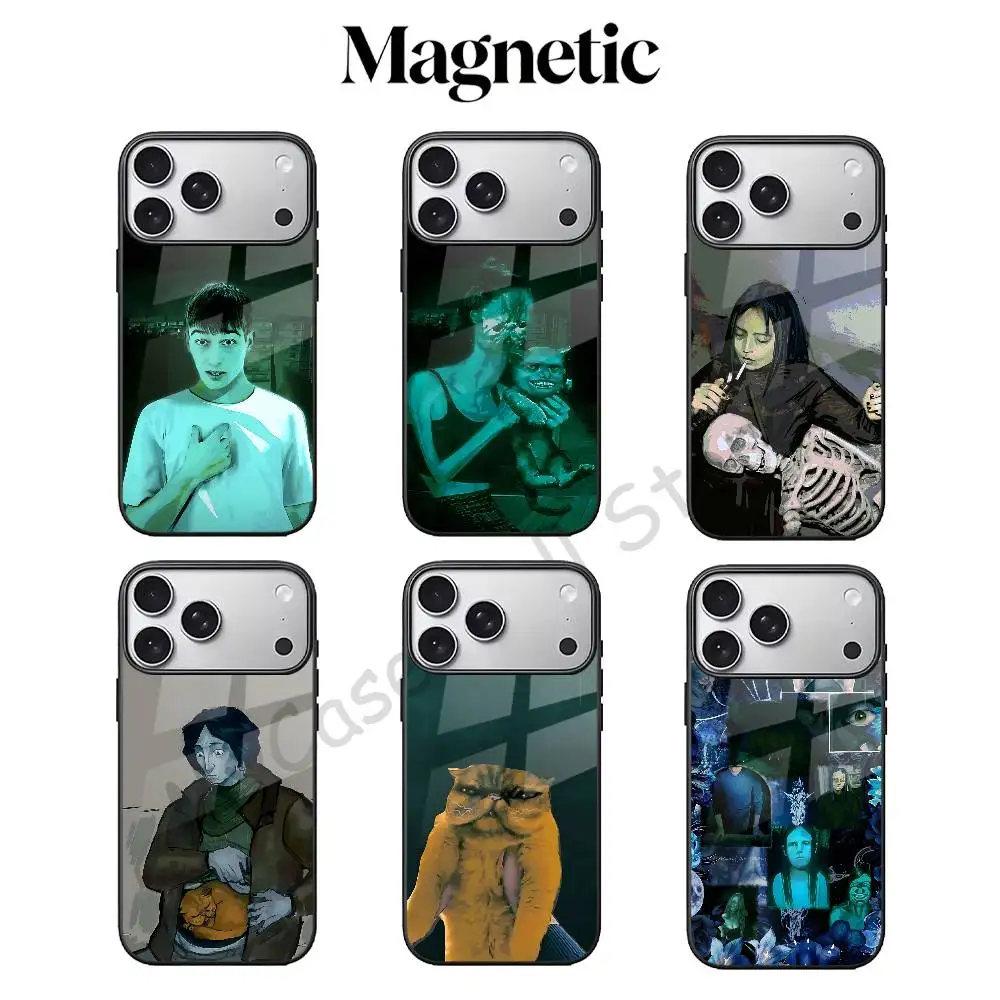 No Im not a human Meme Magnetic Black Phone Case For MagSafe For iPhone 17 16 15 14 13 12 11 Pro Max Plus Mini E XR