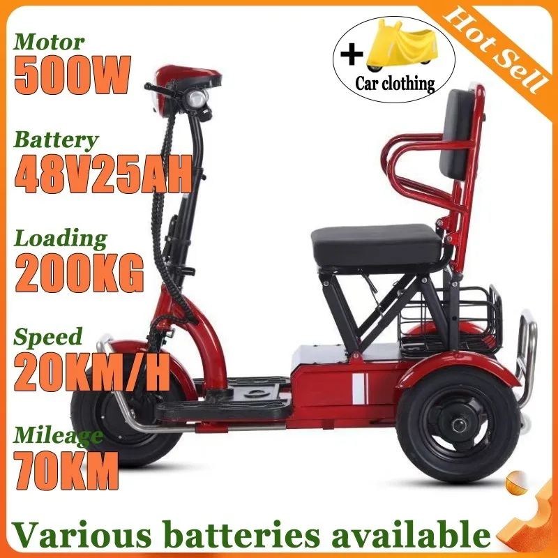Mini Small Portable With Armrests Disabled Removable Battery Elderly Electric Tricycle Adult Shopping Commuting Mobility Scooter