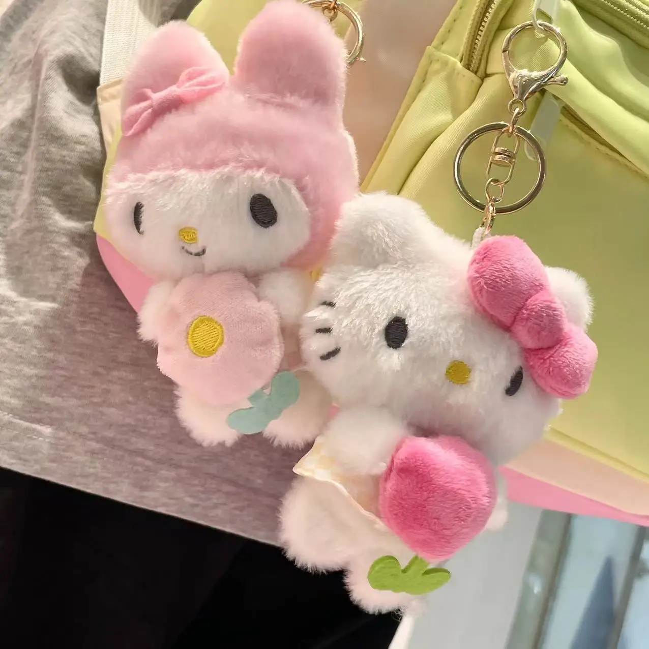 Sanrio Mooie Pop Kuromi Mijn Melodie Cinnamoroll Hello Kitty Knuffel Tas Hanger Cartoon Sleutelhanger Kawaii Plushies Cadeaus