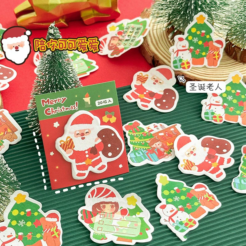 Kawaii Cartoon Christmas Post-it Notes 20/book Student Self-Adhesive Planning Notes Cute Christmas Decoration Gift