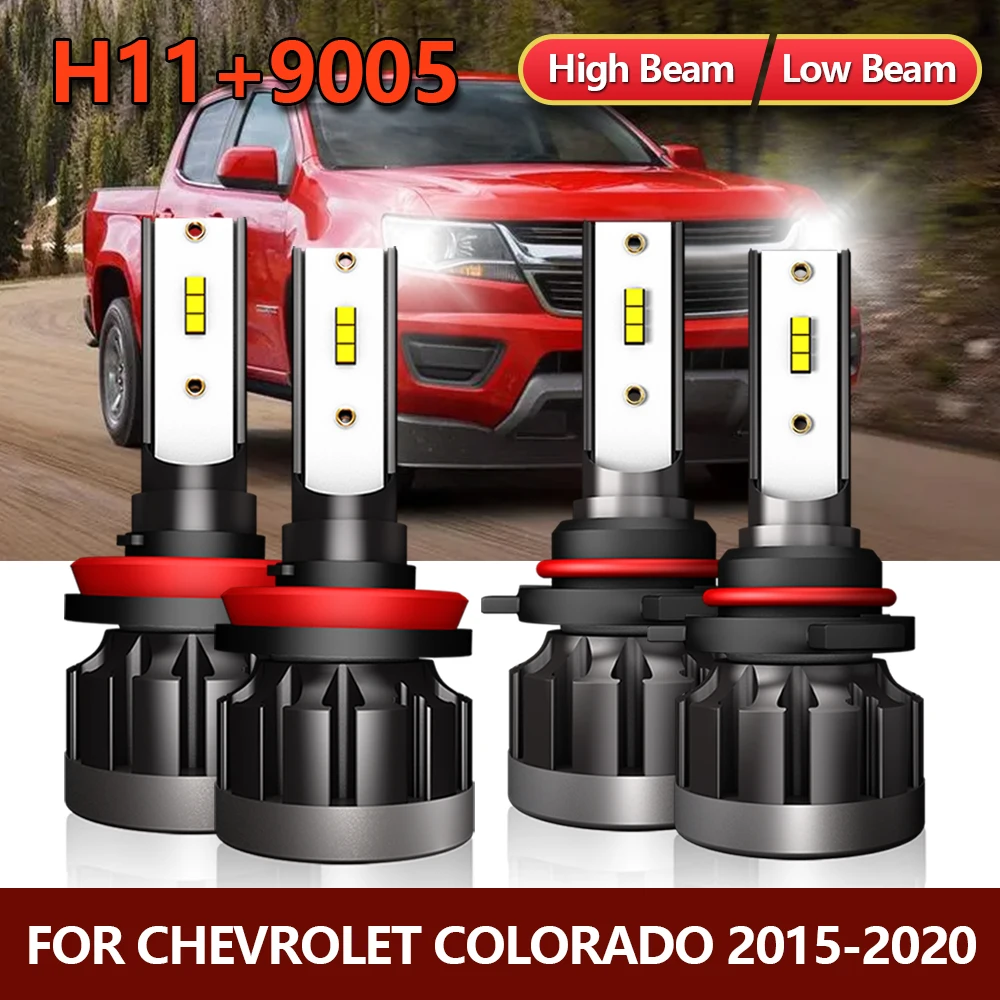 4x LED Headlight Bulbs High 9005 Low H11 Combo Car Lamps Conversion Kit For Chevrolet Colorado 2015 2016 2017 2018 2019 2020