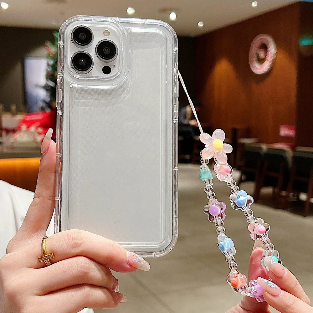 Colorful Bracelet Wrist Chain Strap Case For iPhone 12 Fundas iPhone 11 13 14 15 Pro Max XR 8 7 Plus X XS Max SE 2020 2022 Cover