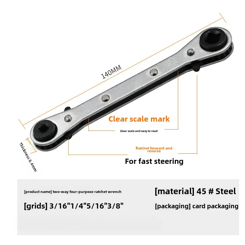 BIESUO Double-ended Four-purpose Ratchet Wrench for Cooling Ratchet Elbows Ratchet Wrench