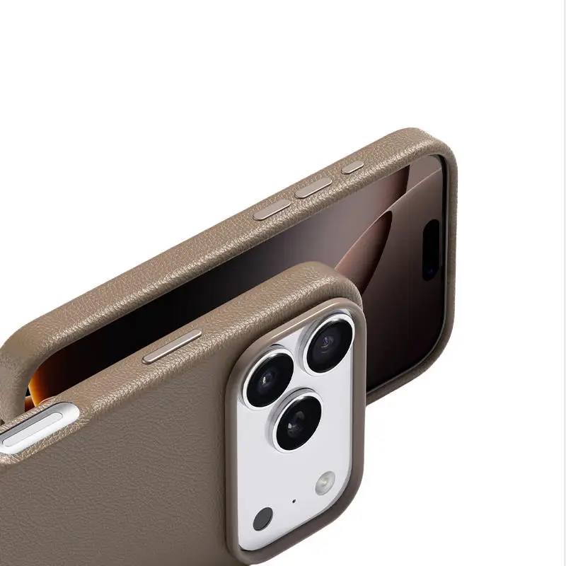 حافظة أصلية من جلد التفاح Magsafe لهاتف آيفون 17 16 14 15 Pro Max Plus 17 Pro حافظة شحن لاسلكي مغناطيسي 17 مع صندوق