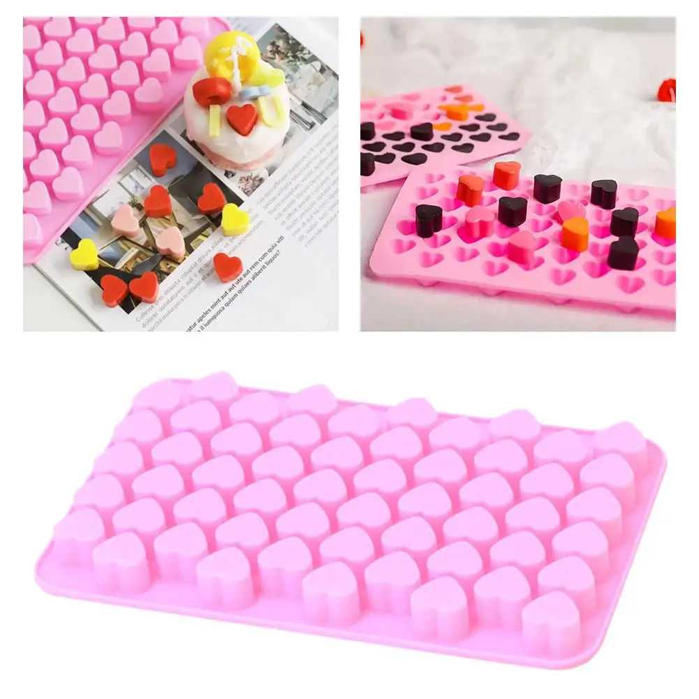 55 Cavity Love Heart Candy Chocolate Mold Cake Decorating Jelly Mould Heart Tray Gummy Soap Molds Tool Silicone Shaped Baki J1R9