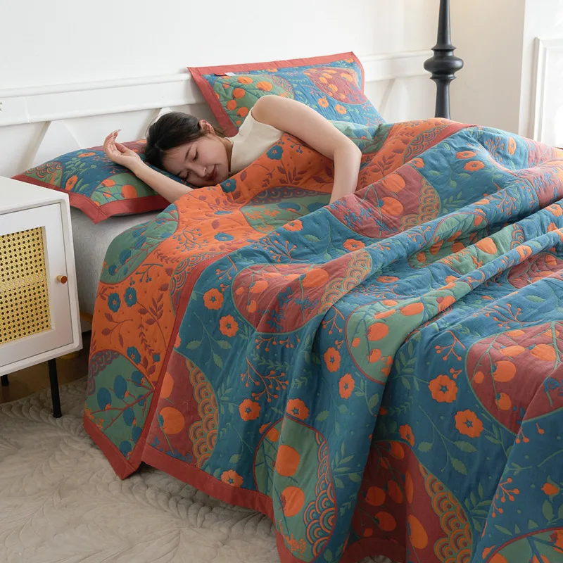 

1pcs Bohemian Cotton Printed Nap Blanket for Outdoor Travel Camping Throw - Lightweight Office Home Sofa Decor Blanket 150x200cm