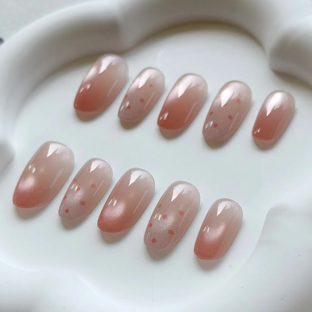 10 Stück Süße Niedliche Vergoldete Polka Dot Sterne Kurze Mandel Wiederverwendbare Nagelkunst Französischer Stil Katzenaugen-Nagelaufkleber Aufklebnägel – Detail 10