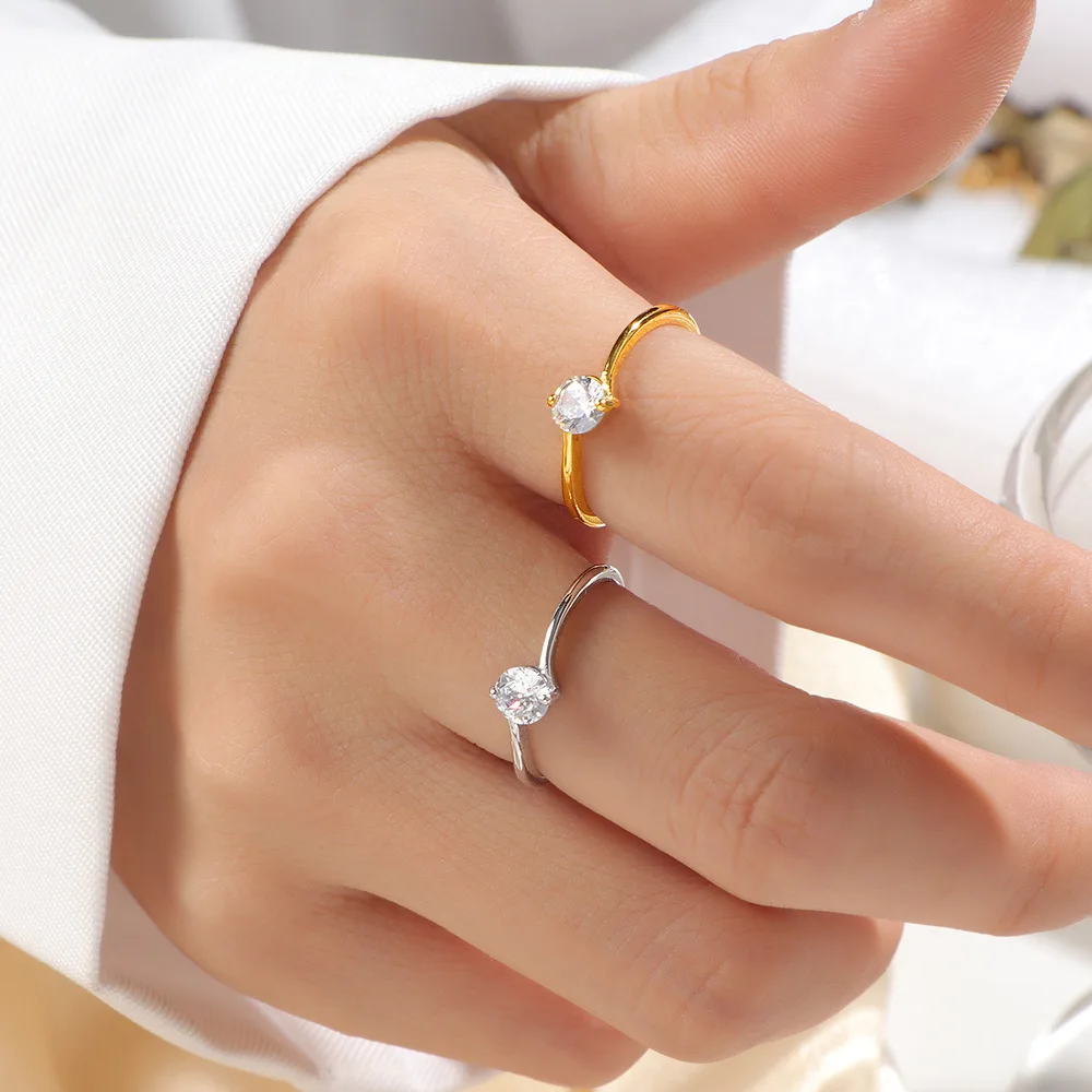 

Модное широкое многослойное кольцо из титановой стали с покрытием из 8-каратного золота для женщин, экстравагантное, персонализированное, универсальное украшение