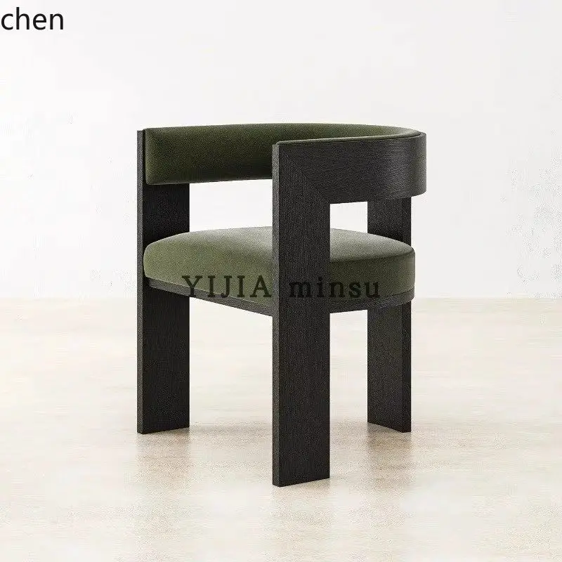 YFY Modern Simple Solid Wood Fabric Dining Chair Home Study Chair Hotel Model Room Reception Leisure Restaurant Chair
