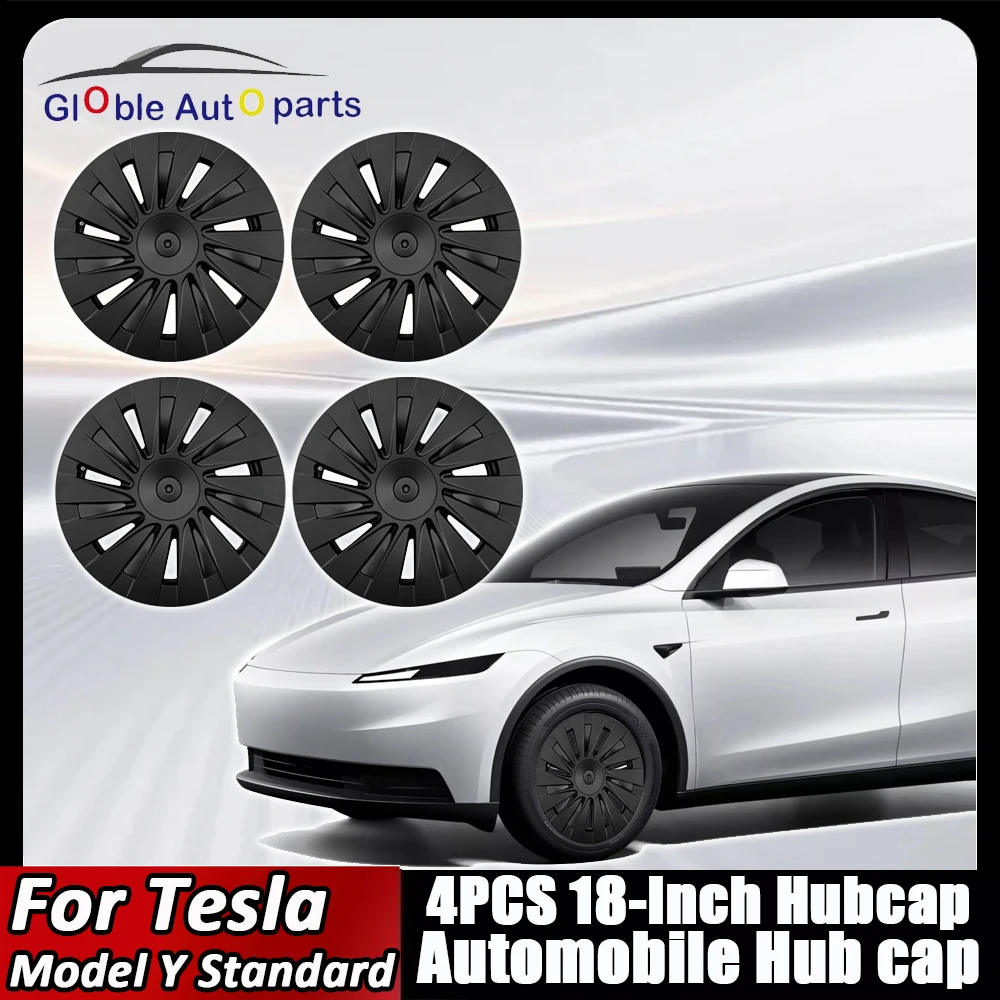 4PCS 18inch Hub Caps For Tesla Model Y Juniper Standard 2025 2026 (Not fit Premium/Performance) Full Rim Covers Replacement