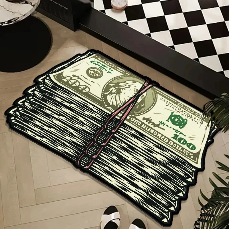 VIKAMA Tapis imprimé Dollar, isolant, chaud, antidérapant, pour entrée, couloir, salle de bain, toilettes, décoration de la maison