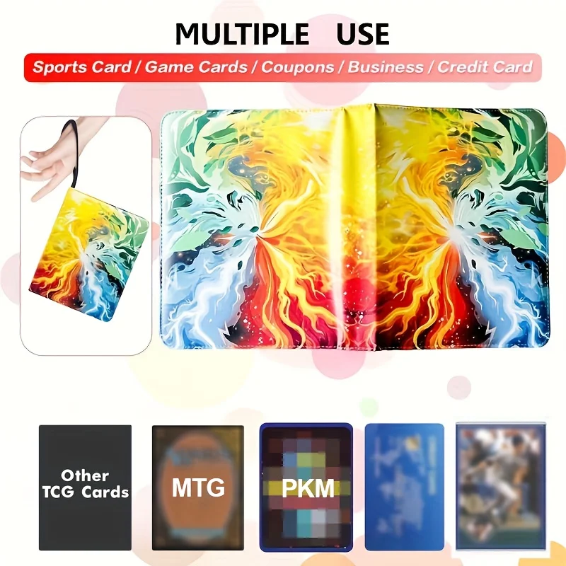 Álbum de cartas colecionáveis, fichário de 4 bolsos - 400 bolsos dupla face Pu Premium Zipper Trading Collection Binder com 50 porta-cartões com mangas destacáveis adequados para Tcg, Mtg, cartões esportivos, amarelo, presente de Halloween, presente de Natal