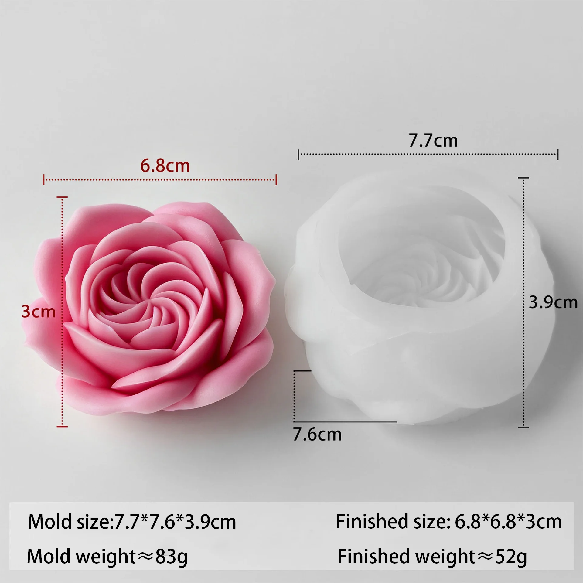 3D Rose Relief Cylinder Candle Silicone Mold
