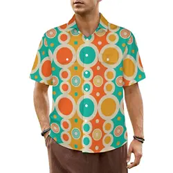 Mid-Century Hawaiian Shirt For Men Beach Spot Retro Vintage 60s 70s Casual Shirts Short Sleeve Stylish Vintage Oversized Blouses