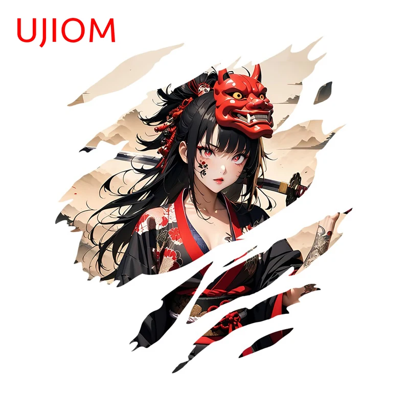 UJIOM Tear Samurai Female Wall Stickers Fashion Eye Catching Edgy Graffiti Decal Waterproof Room Decoration Accessories