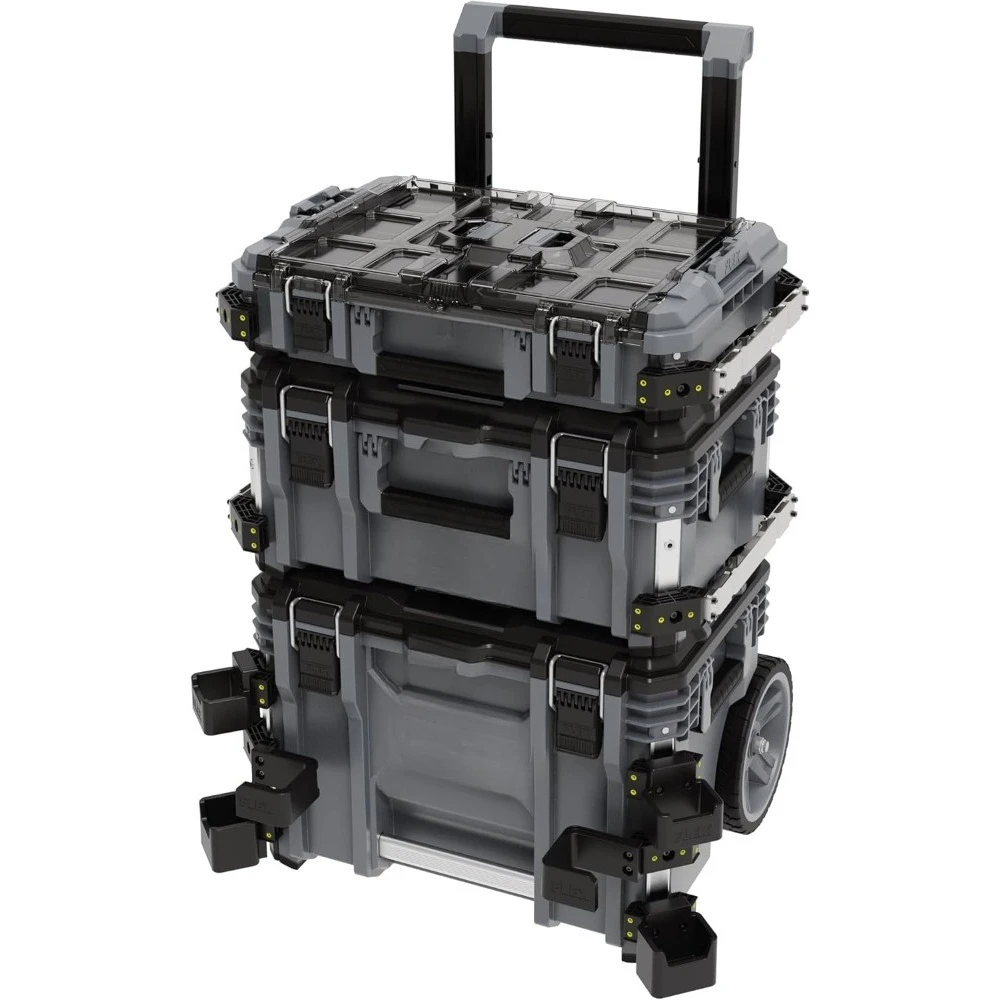 Flex Stack Pack Standard 531461 Transport Case Set Made of Impact-Resistant Plastic, with Quick Connect Fasteners, Tool Case