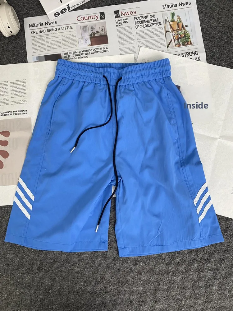 

Мужские летние тонкие футболки из ледяного шелка с полосками в американском стиле, свободного кроя, повседневные, длиной до колена, молодежные, модные