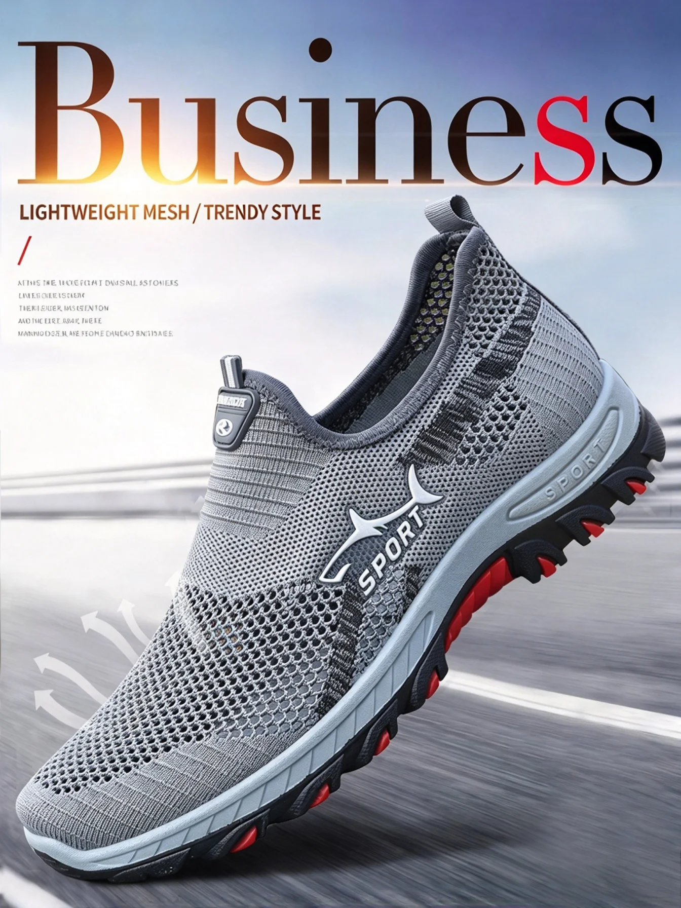Herren-Sneaker zum einfachen Anziehen, ideal für Outdoor-Aktivitäten und Trekking, atmungsaktives Mesh-Material, leichte, rutschfeste PVC-Sohle, Wanderschuhe für Frühling, Sommer und Herbst. – Detail 2