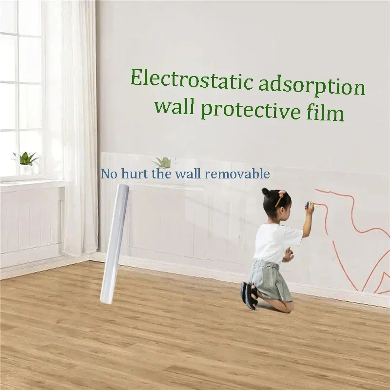 Home Transparent Electrostatic Wall Clear Stickers Protective Film Removable Scratch-resistant Anti-dirty No Hurt the Wall PVC