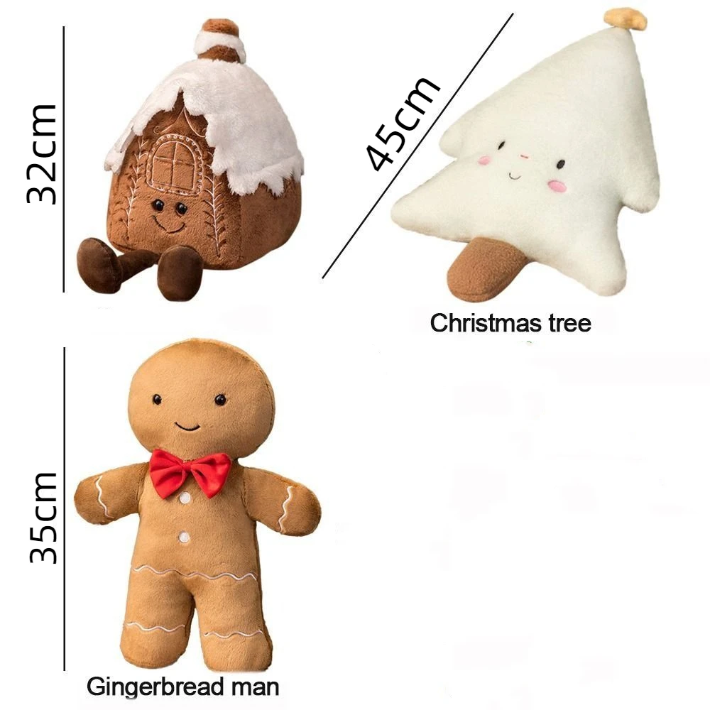 Christmas Tree Plush Cartoon Pillow Gingerbread Man Party Decor Living Room Sofa Doll Cushion Soft Tree Shape Pillow Ornaments