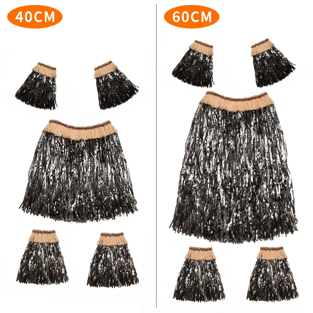 60cm/5PCS Height Plastic Fibers Women Grass Skirts Hula Skirt Hawaiian costumes Ladies Dress Up Festive & Party Supplies - view 2