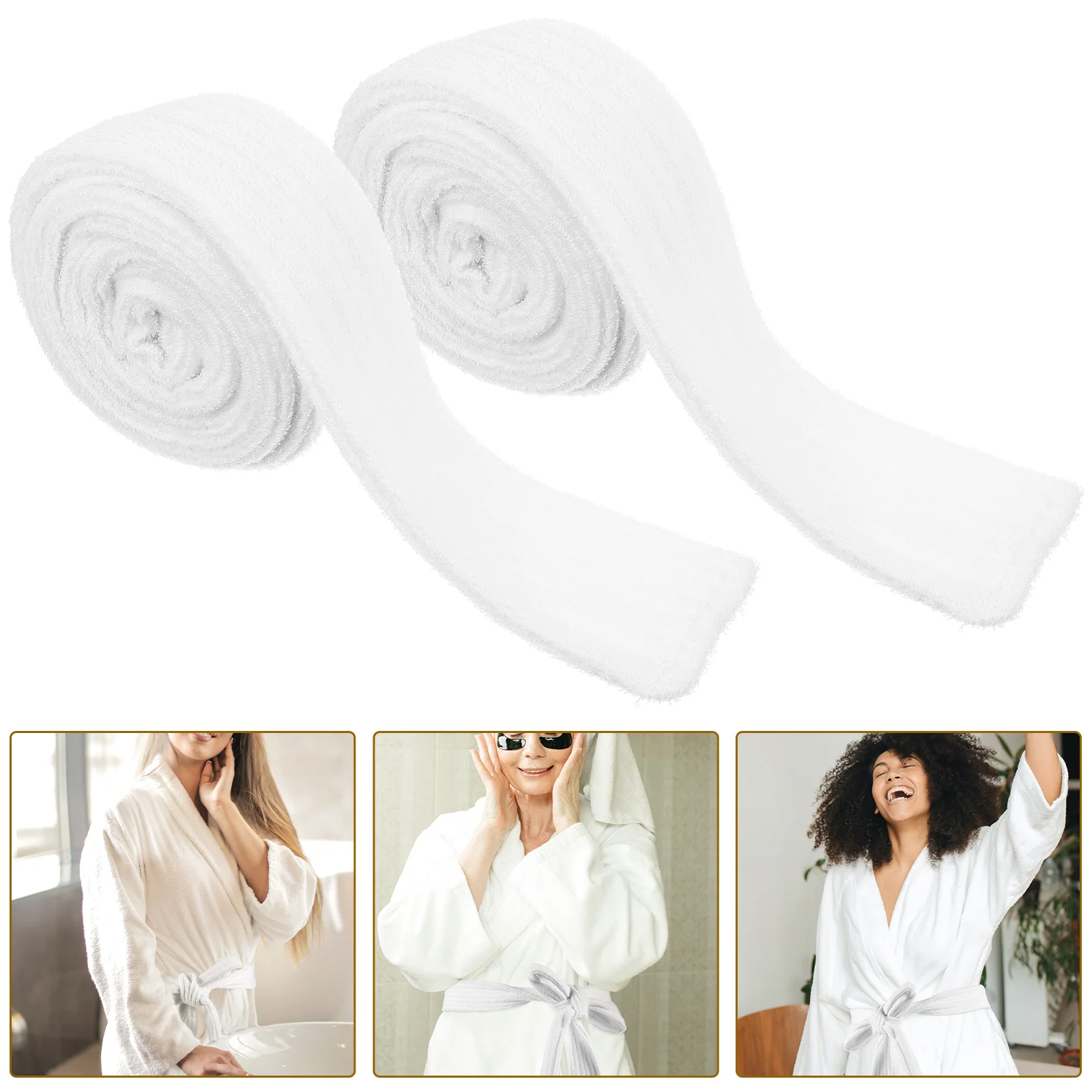 

Bathrobe Waist Belt Flannel Replacement White Towel Versatile Coat Miss