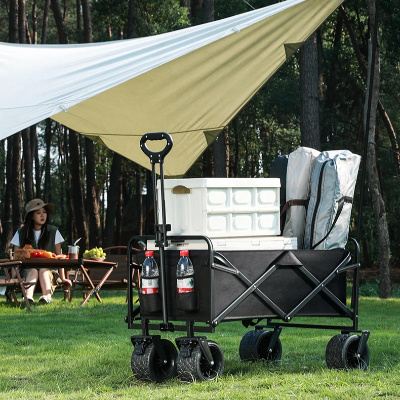 

Heavy Duty Large Capacity Folding Wagon Shopping Beach Garden Pull Trolley Collapsible Folding Outdoor Portable Utility Cart
