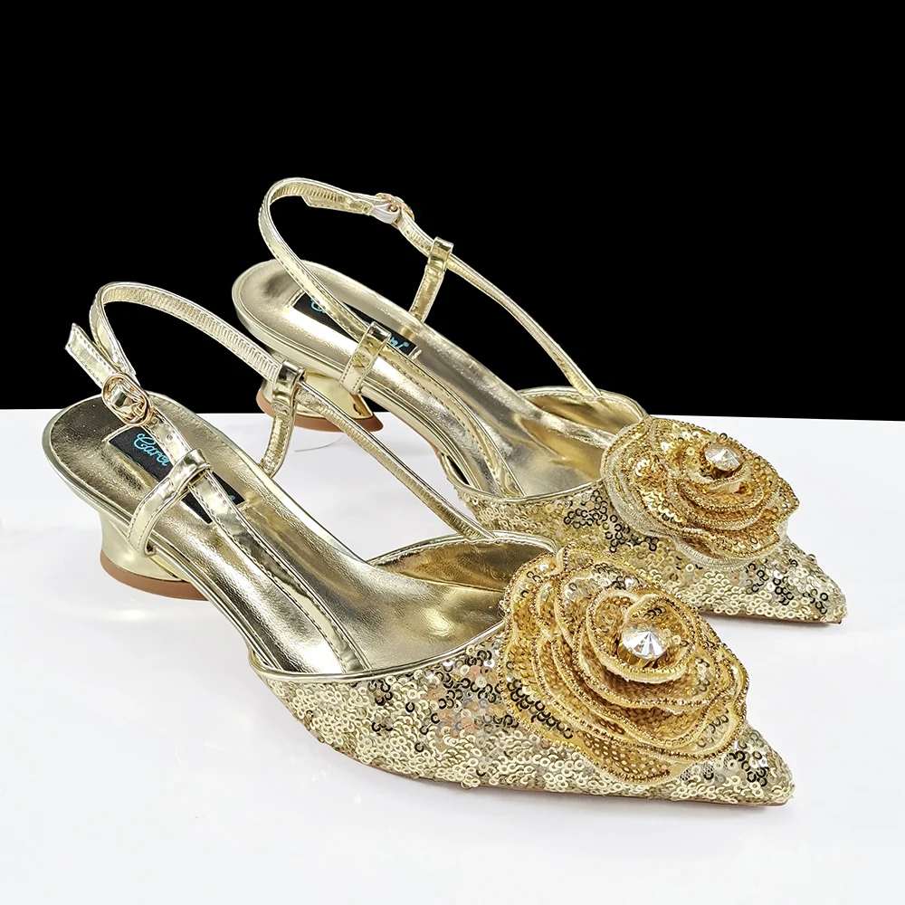 High Quality Women's Pumps Bling Design For Nigeria Wedding Party Ladies Shoes African Fashion Shoes