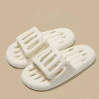 New Bathroom Slippers Woman Thick Sole Non-slip Hollow Outs Indoor Home Slippers EVA Soft Sole Comfort Summer Flat Slides Women