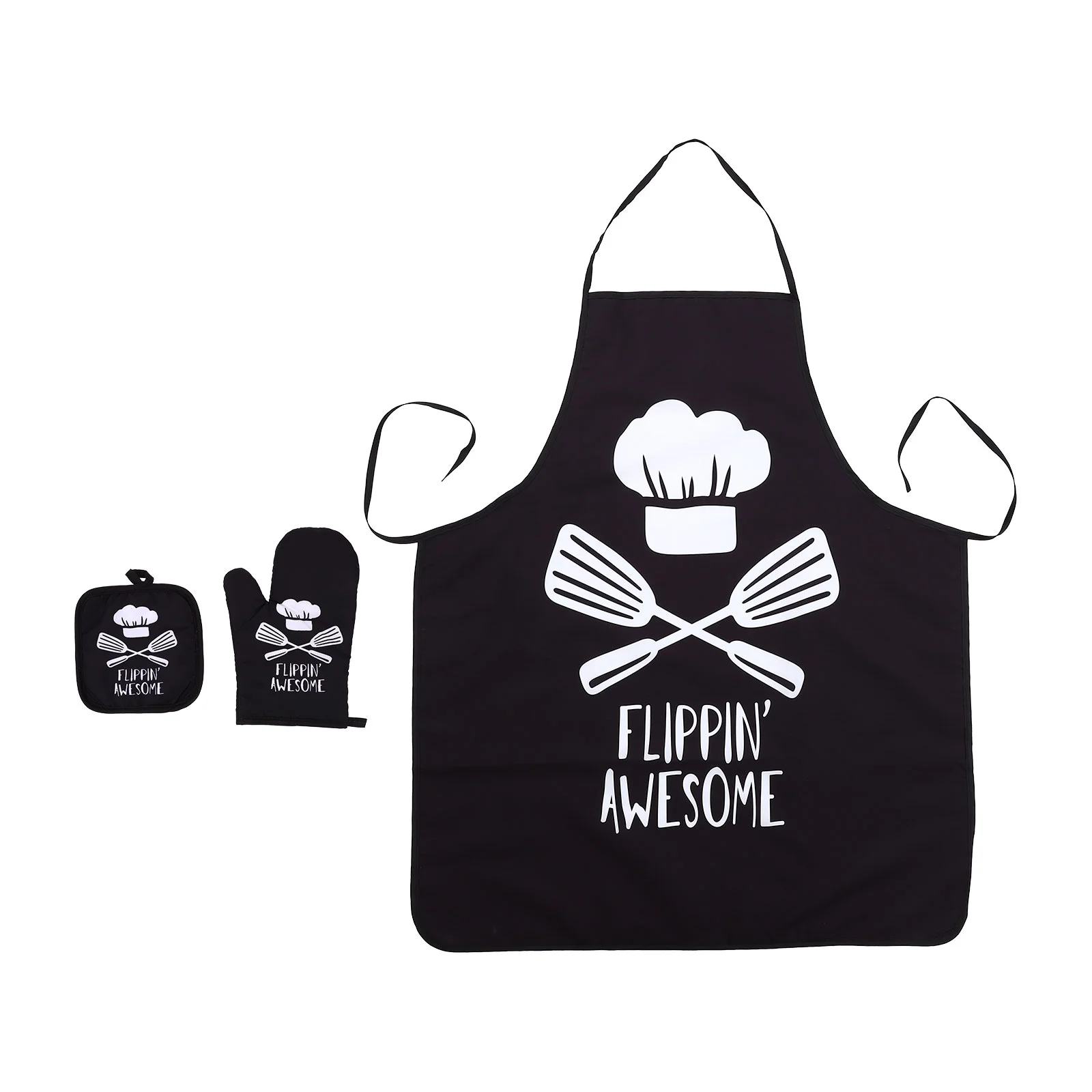 

Barbecue Accessories Apron Suit Waterproof Gloves for Men Chef Black Polyester Oven Mitten Man