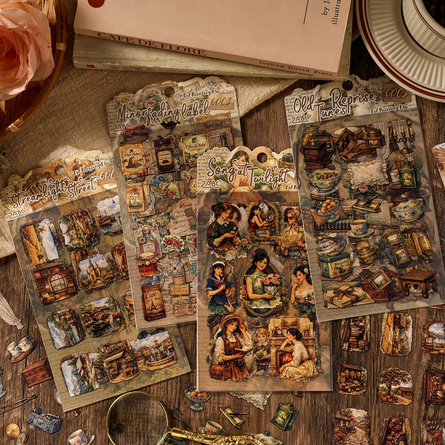 4 Style Oil Painting Chronology Series Stickers Vintage Character Street Sticker DIY Scrapbooking Diary Phone Case Collage Decor