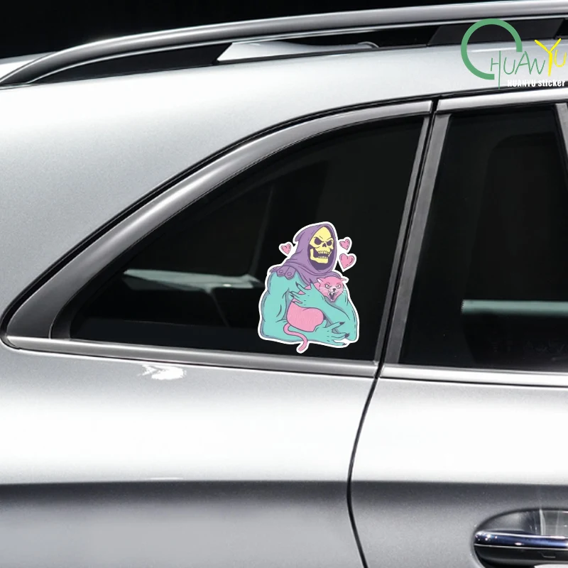 1PC Creative Skeleton & Cat Car Stickers Vinyl Decal for Tailgate Glass Side Window Auto Motorcycle Exterior Decor