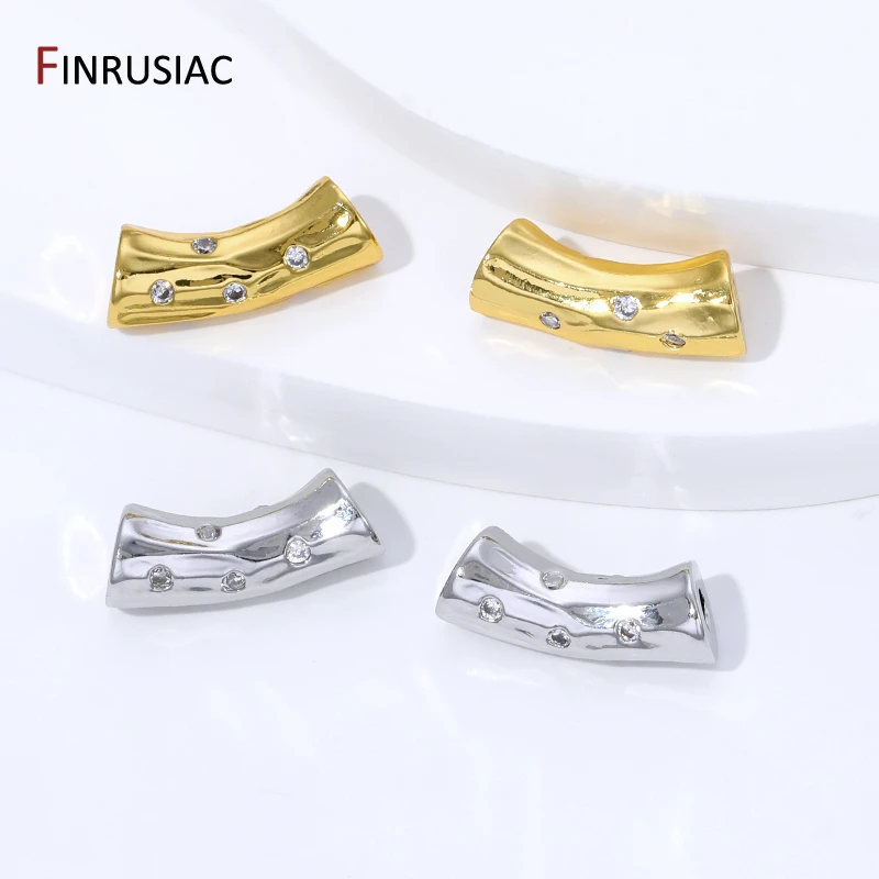 18K vergoldete Messing-Abstandshalterperlen mit unregelmäßiger, gebogener Form, Trenner für Perlen, DIY-Zubehör für die Herstellung von handgefertigten Armbändern und Halsketten – Detail 21