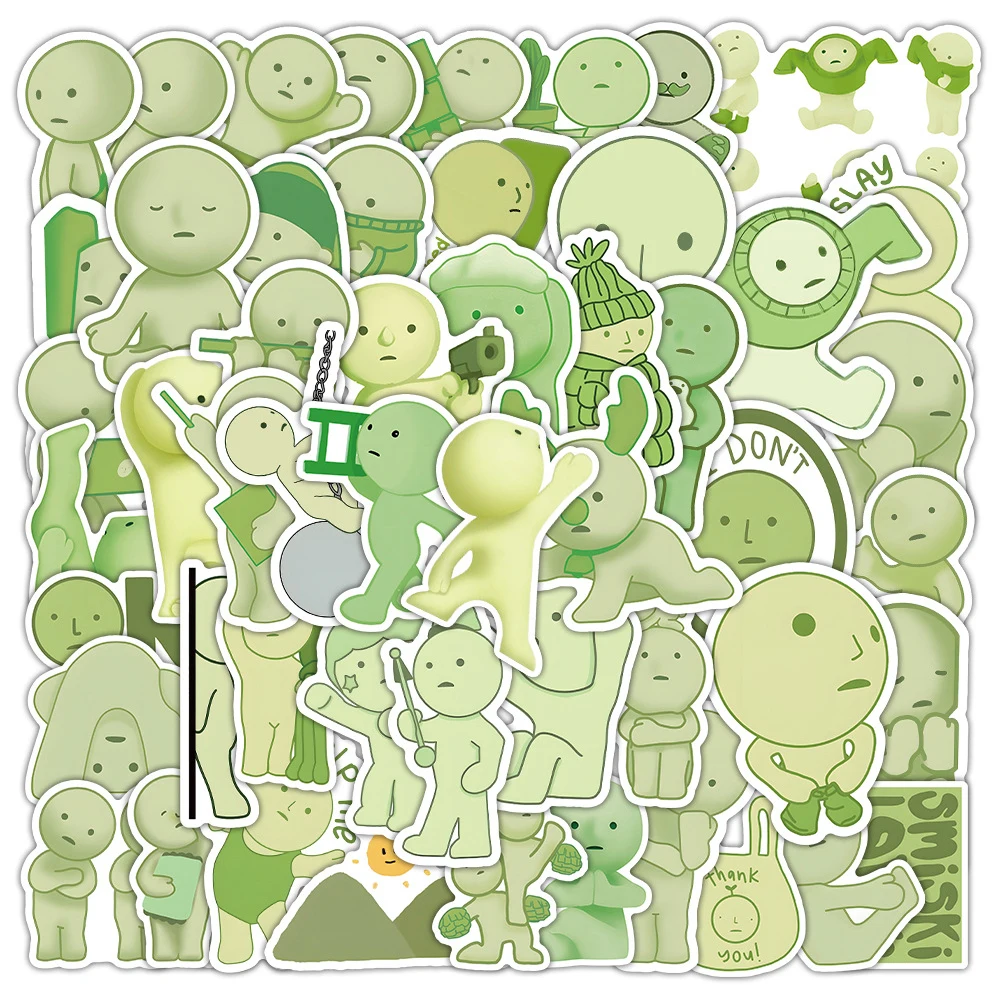 10/30/50pcs Cute Smiski Graffiti Stickers Cartoon Green Little People Decals Notebook Suitcase Phone Graffiti Sticker Decoration