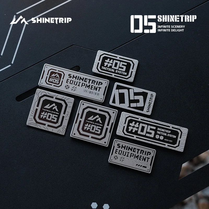 ShineTrip serie 05, insignias de Metal ennegrecido con Velcro para exteriores, pegatinas para chaleco, Velcro de acero inoxidable, exquisitos accesorios para acampar