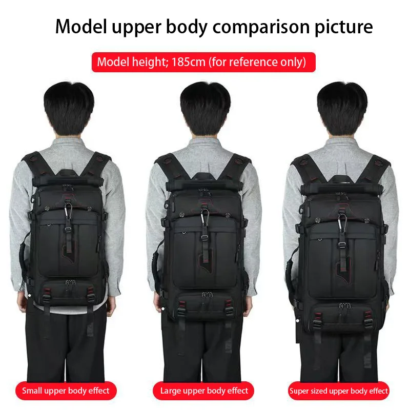 Men's and women's travel backpacks, 60-70 liter oversized backpack, durable convertible travel bag, with shoe compartment