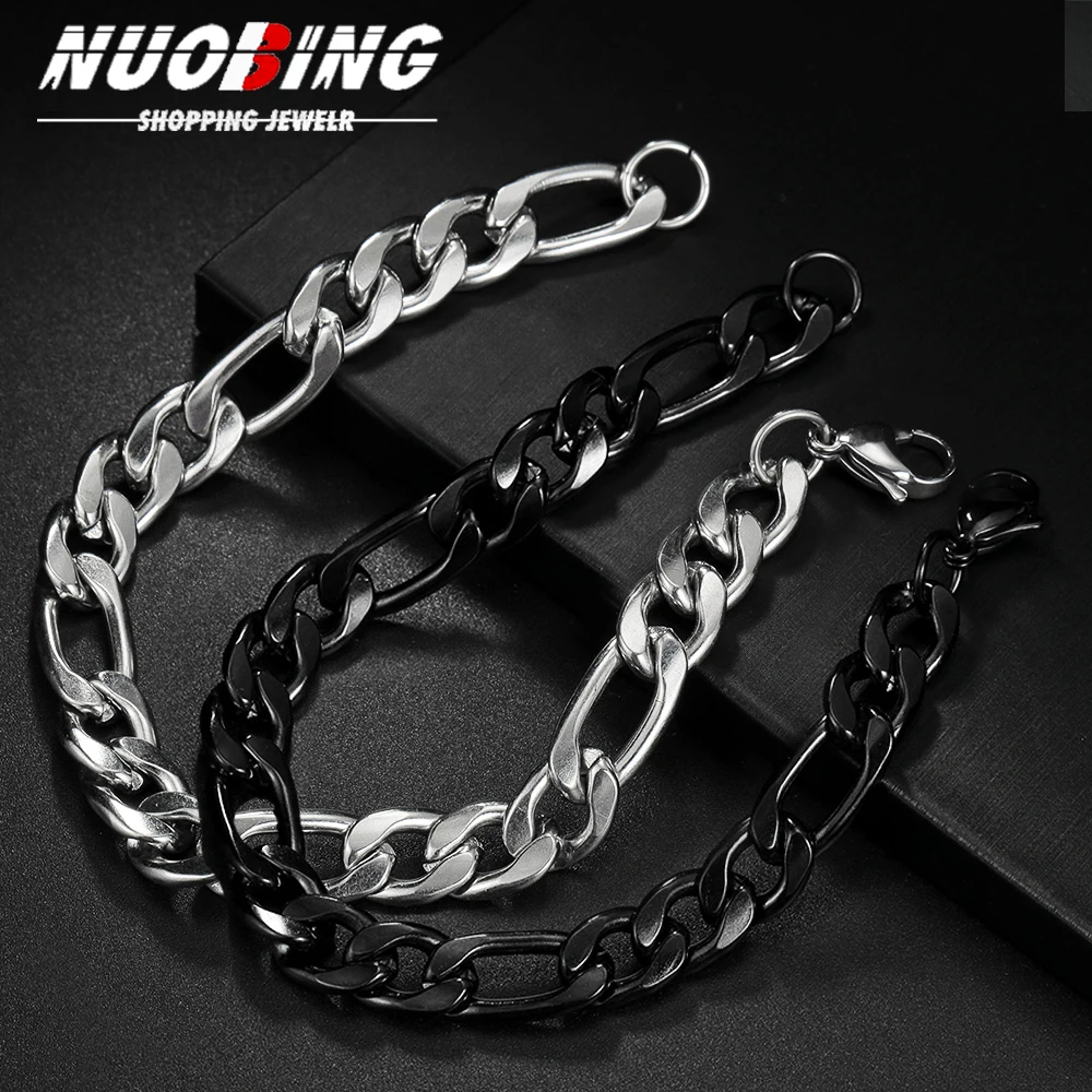 Mens Simple 10mm Width Stainless Steel Curb Cuban Link Chain Bracelets for Women Unisex Wrist Couple Jewelry Gifts Accessories