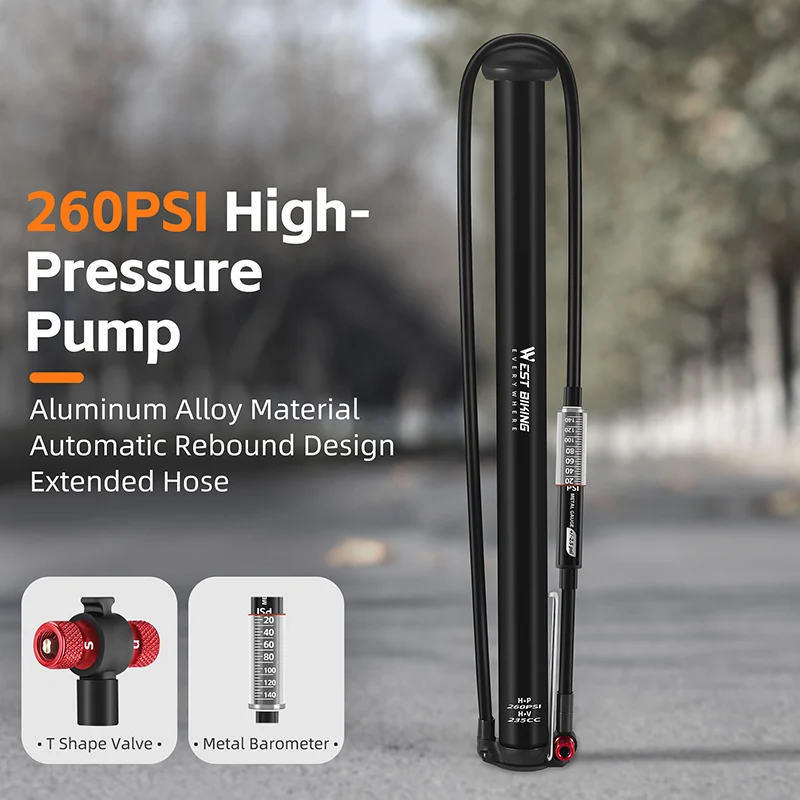 

Велосипедный насос с манометром 260PSI, быстродействующий насос из алюминиевого сплава высокого давления для клапана Schrader Presta, портативный MTB шоссейный велосипед