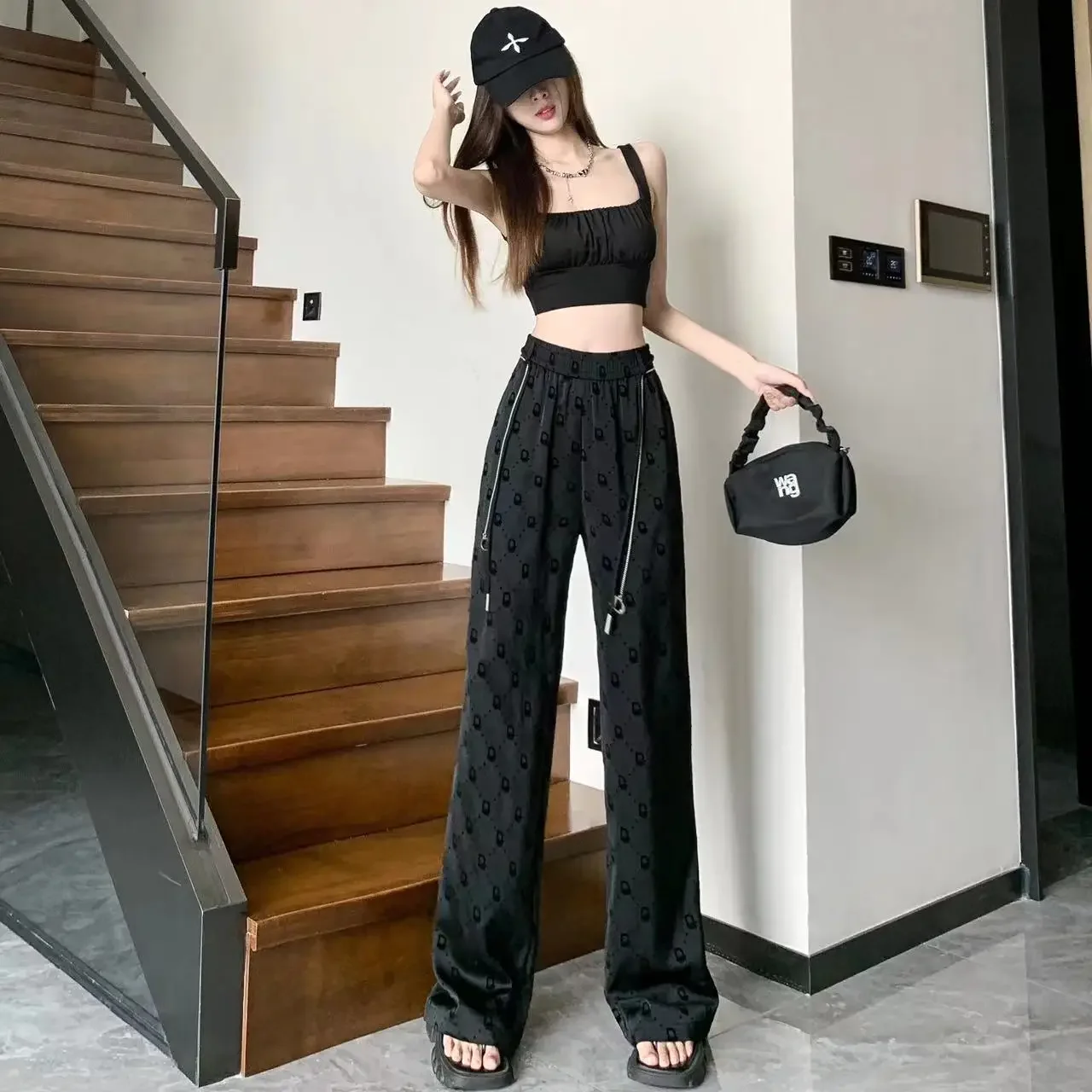 Fashionable High-Waisted Bell Bottoms Women's Casual Draped Pants Trendy Spring Summer 2023 Slimming Fresh Style