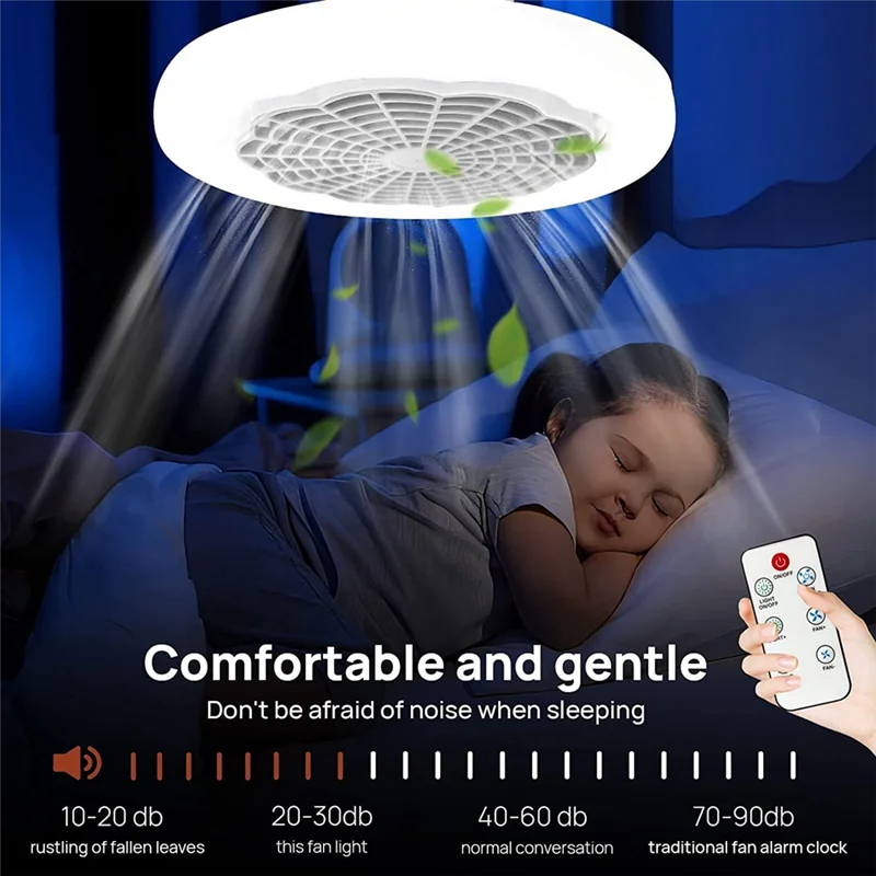 E27 Decken ventilator mit Licht & Fernbedienung, Smart Fan Licht, Licht ventilator, LED Decken ventilator Lampe für Schlafzimmer Küche a