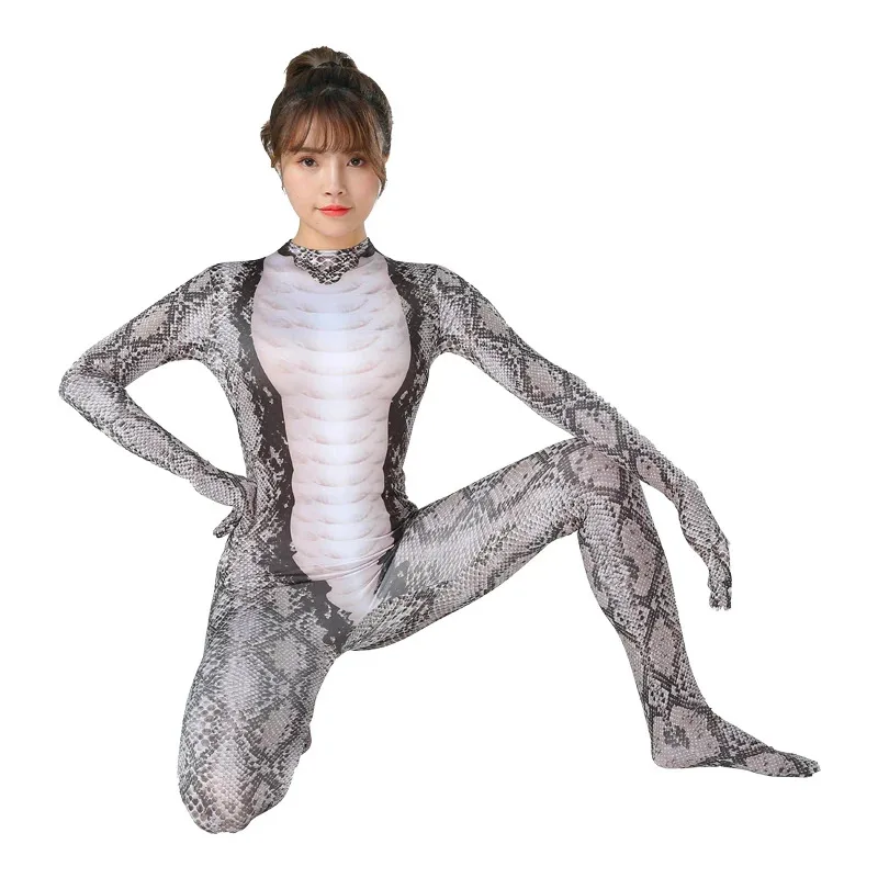 Green Python Costume Cosplay Animals Snake Costume Uniform Halloween Carnival Costume for Adult Kids