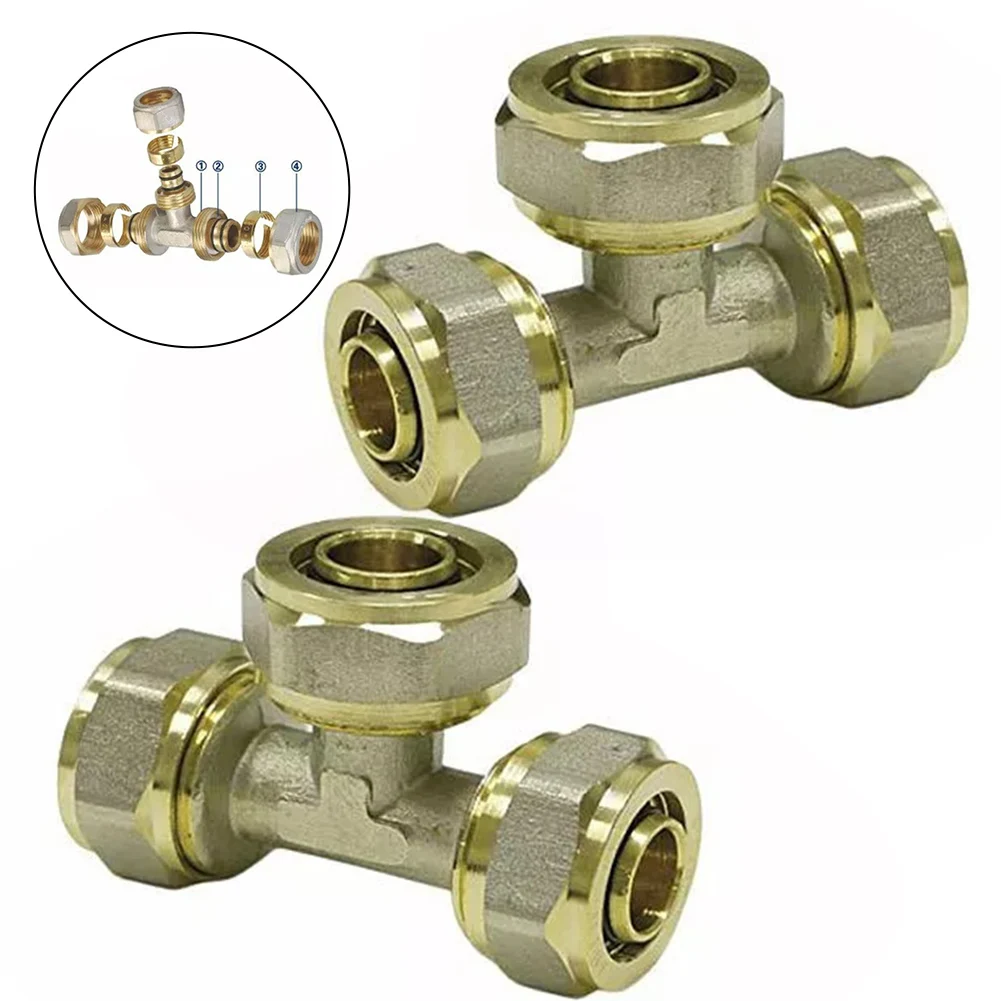 

2pcs Connectors Equal Tee 16mm-16mm-16mm Connector For PERT-AL-PERT Or For PEX-AL-PEX Home Improvement Plumbing Pipes