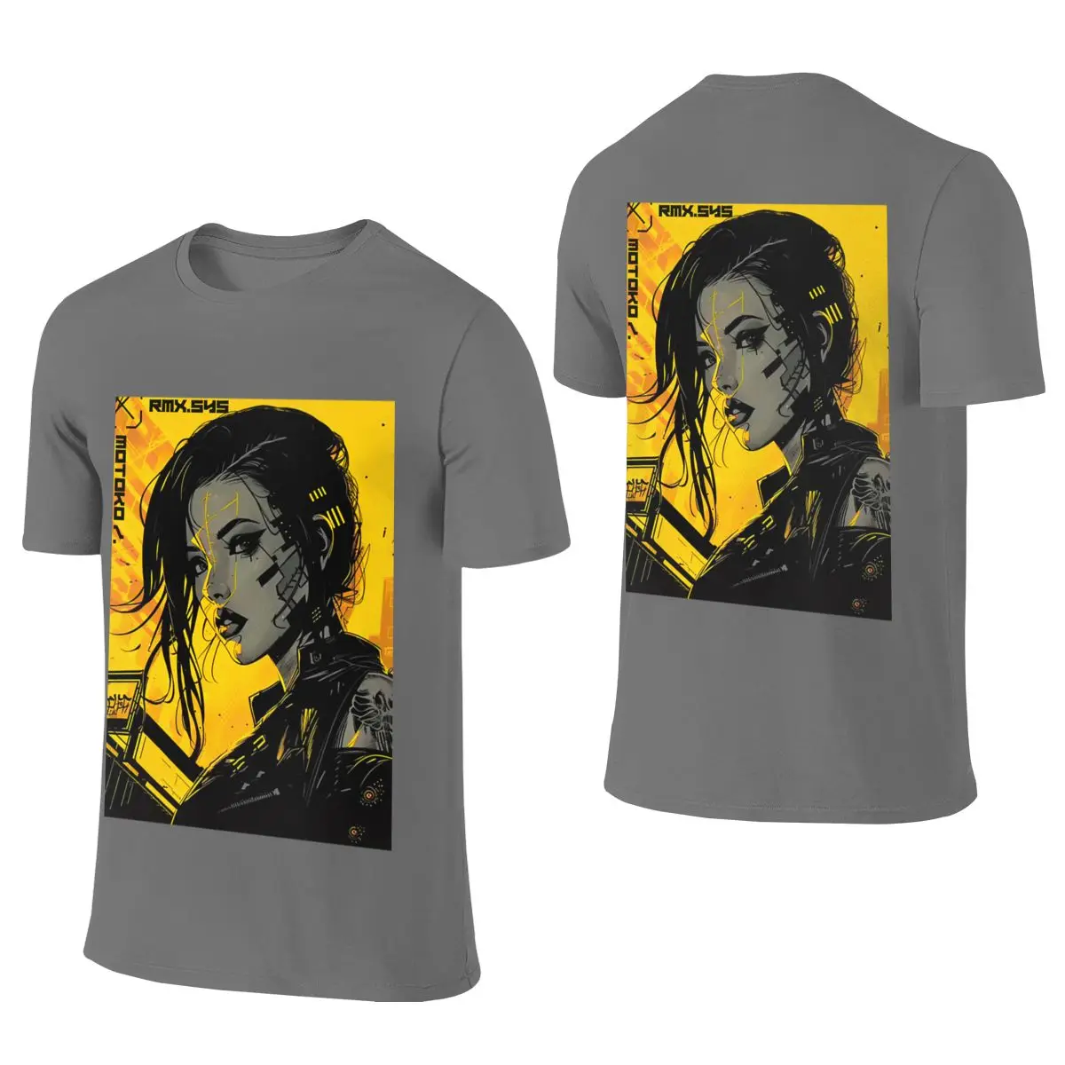 Neo Tokyo Vaporwave Cybor Girl Dropped Shoulder Reversible T-shirt Fresh Youthful Feeling Eco-Friendly Printing Cotton Tee