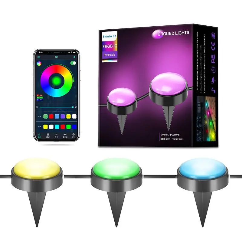 Remote Control Outdoor Waterproof LED Lawn Light String ABS Body for Bluetooth APP Battery-Powered Courtyard Garden Landscape