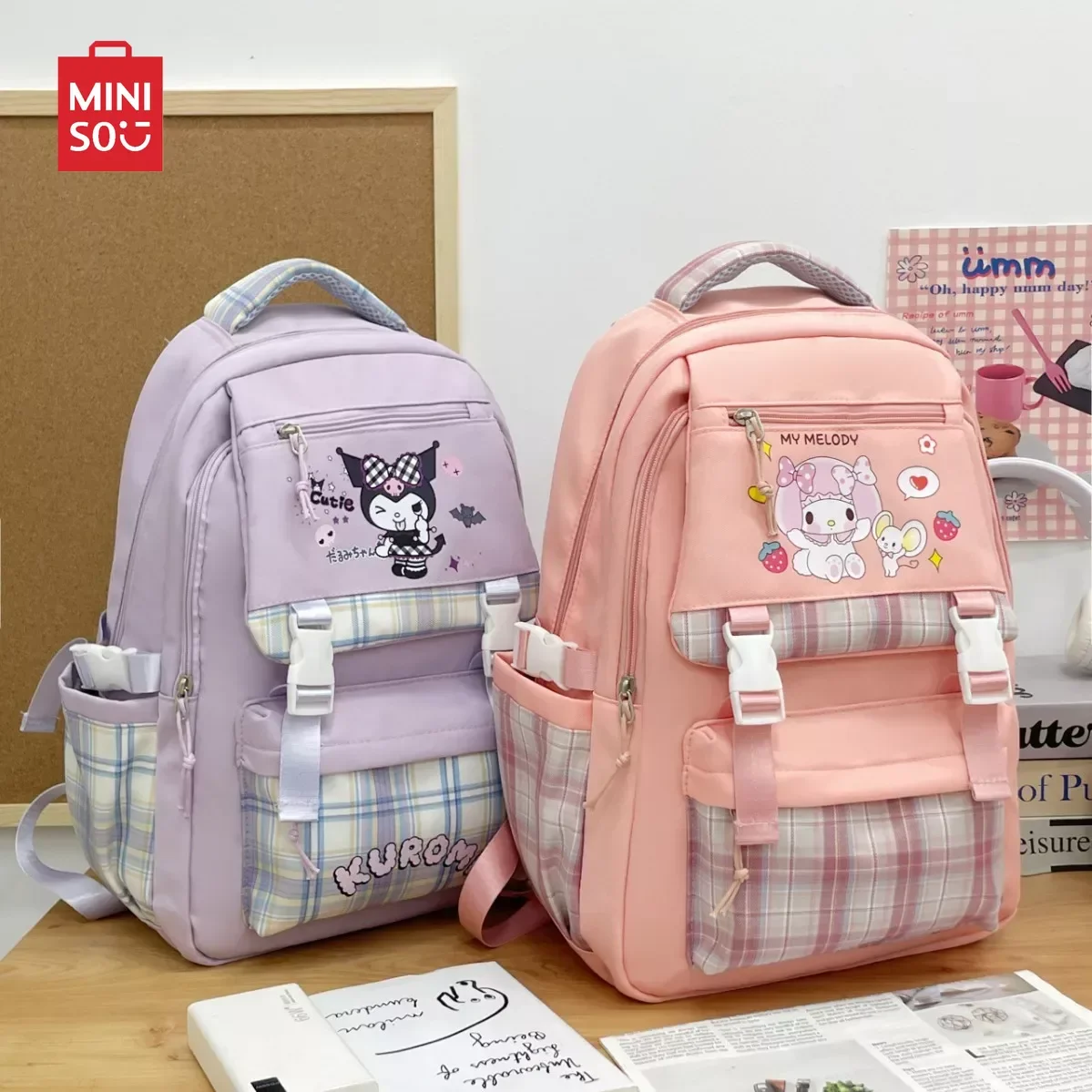 Sanurgente Kuromi-Sac à dos imprimé grande capacité pour femme, sac à dos scolaire populaire, sac de voyage pour fille, mignon, Kawaii, enna