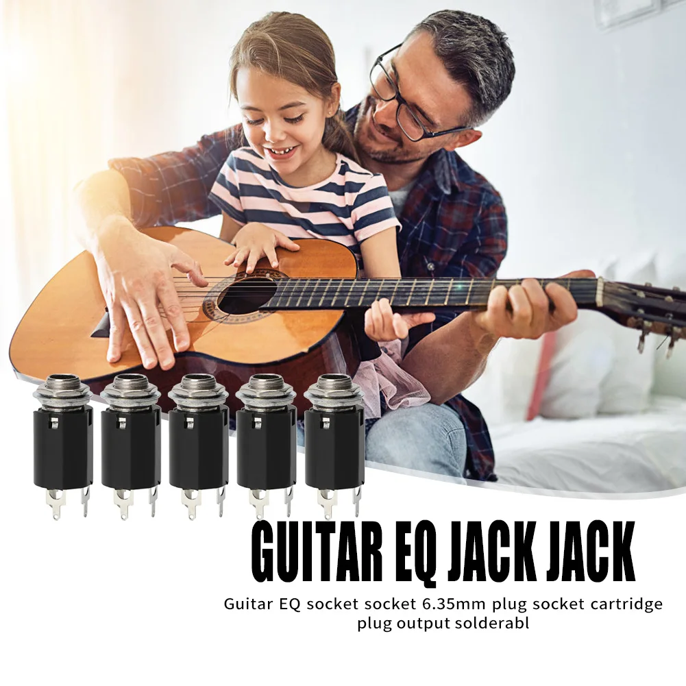 Hot Sale Guitar Stereo Output Plugs Portable 5pcs Acoustic Electric Guitar Stereo EQ Socket 6.35mm Jack Female Output Socket